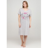 Світло-сіра домашня сукня Cotpark S,M,L в смужку 13346-02